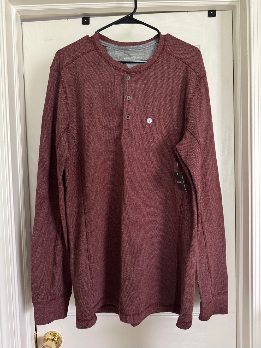 Eddie Bauer Men's Favorite Ultrasoft Thermal Henley in Wine Red